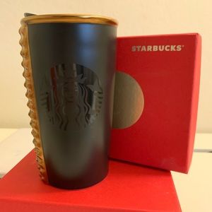 Black and Gold Starbucks Ceramic Travel Mug